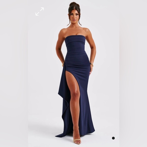 BabyBoo Zafira Navy Maxi Strapless Evening Gown | L - Picture 1 of 8